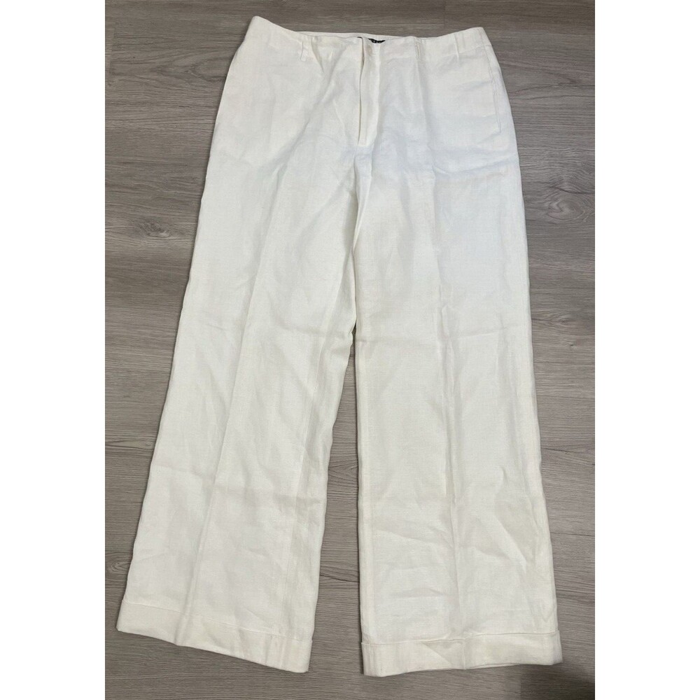 Lauren Ralph Lauren Pants off White ivory lined trouser pants size 12 linen